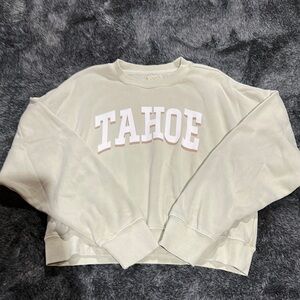Thread & Supply Cream and Green Crew Neck Sweater